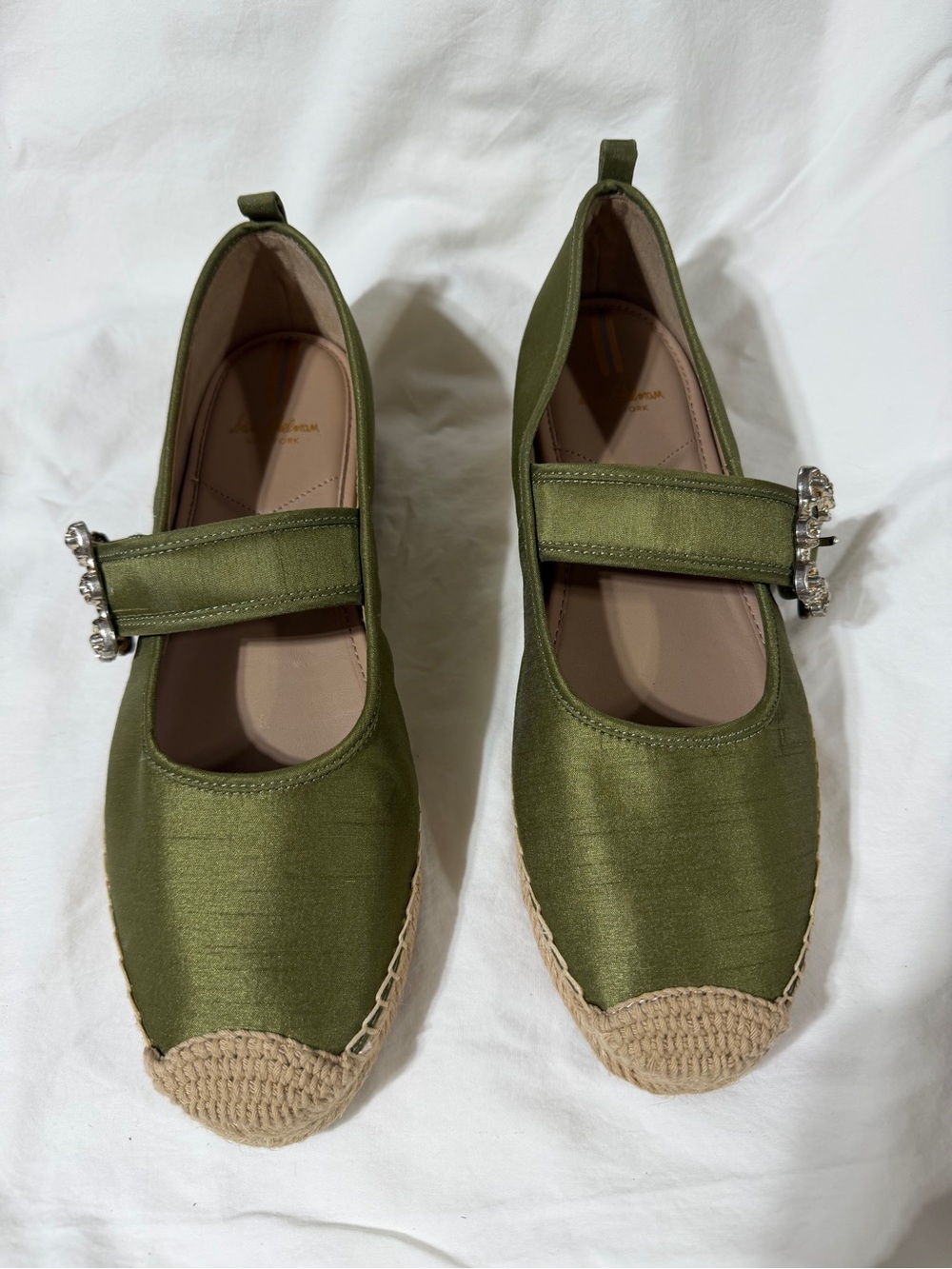 Sam Edelman Olive Satin Mary Jane Espadrilles with Jeweled Strap